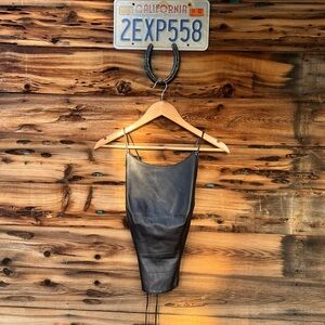 BISOU BISOU | Black Leather Y2K Corset Top S